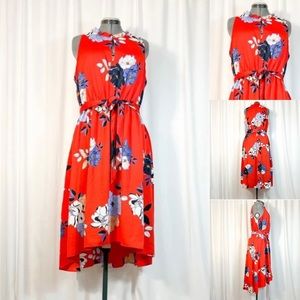 Rachel Roy Sz XXL Hi-Low Bright Coral in Floral Print Dress